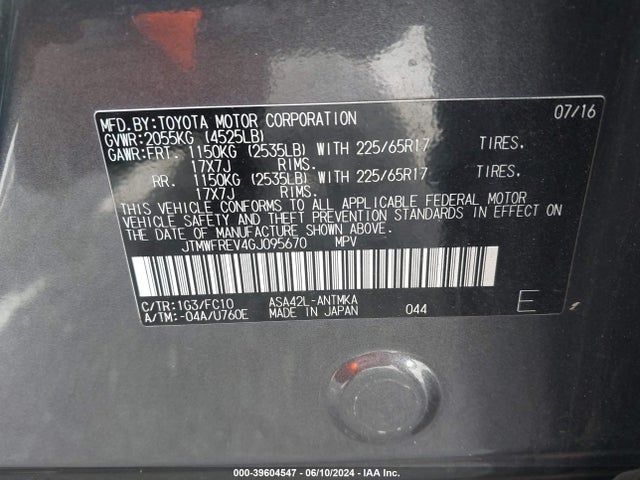 Toyota Rav4 Xle 2016 JTMWFREV4GJ095670 Image 9