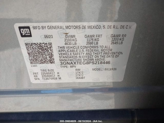 3GNAXTEG8PS218446 Chevrolet Equinox Awd 2fl