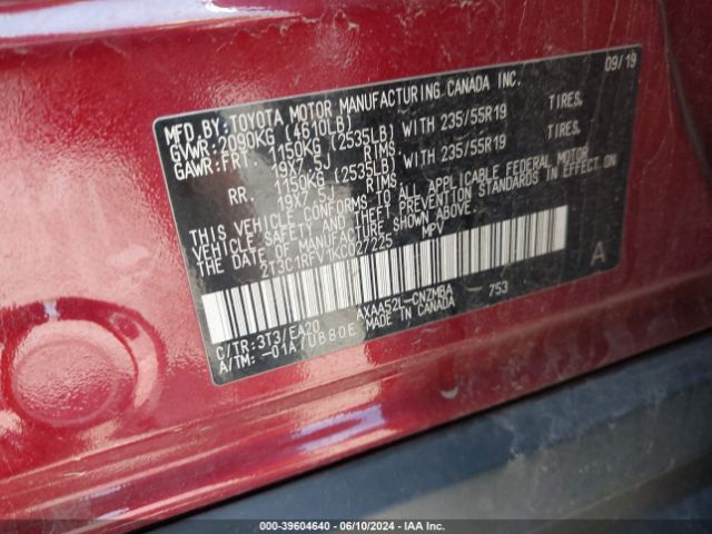 2T3C1RFV1KC027225 Toyota Rav4 Xle Premium