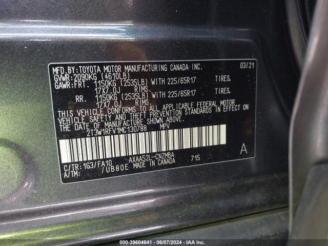 Toyota Rav4 Xle 2021 2T3W1RFV1MC130788 Image 9