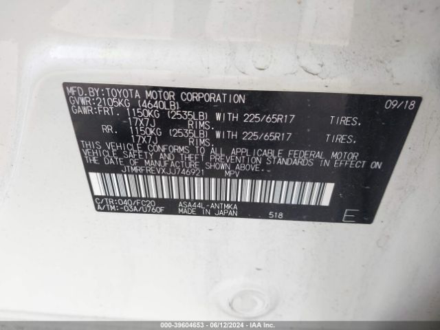 JTMRFREVXJJ746921 Toyota Rav4 Xle