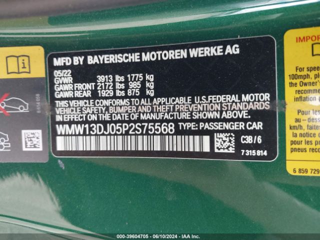 WMW13DJ05P2S75568 Mini Se Hardtop Cooper