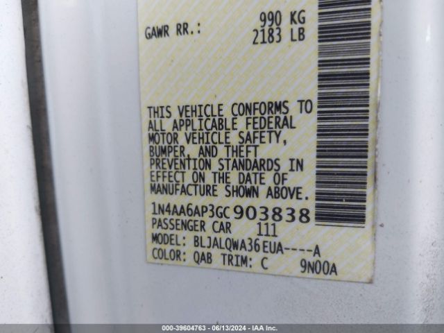 1N4AA6AP3GC903838 Nissan Maxima 3.5 S