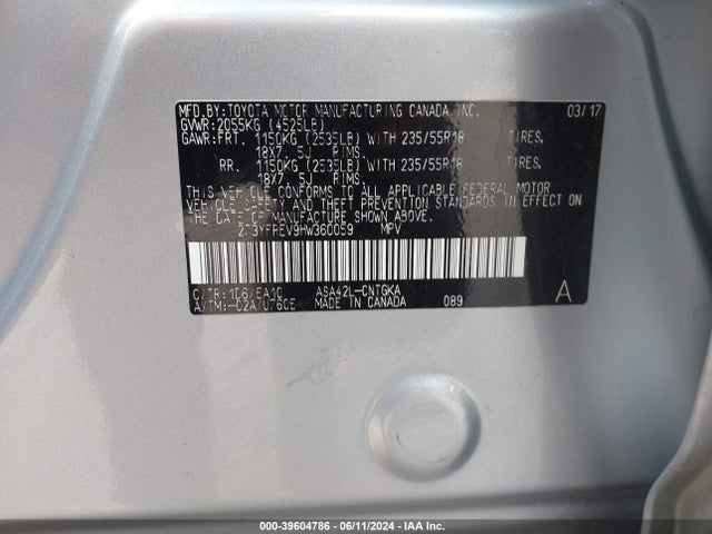 Toyota Rav4 Limited 2017 2T3YFREV9HW360059 Image 9