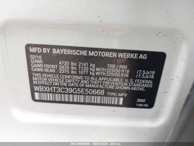 WBXHT3C39G5E50668 BMW X1 Xdrive28i