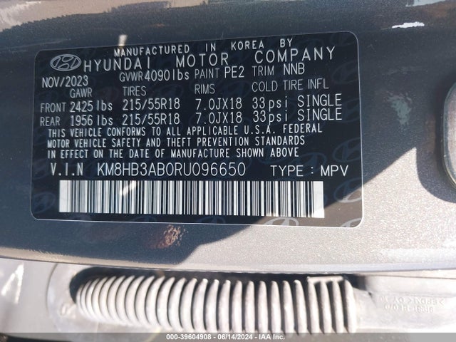 Hyundai Kona Sel 2024 KM8HB3AB0RU096650 Image 9