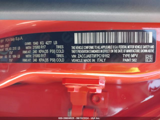 ZACCJABT9FPC19162 Jeep Renegade Latitude