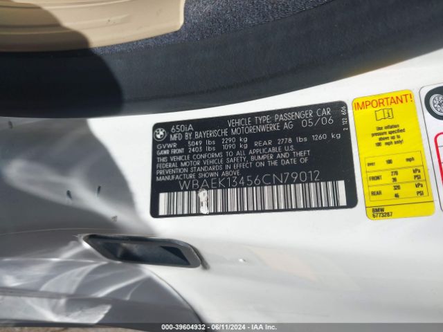 2006 BMW 650I WBAEK13456CN79012 Photo 8