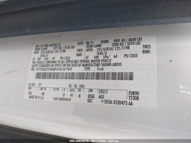 Ford Transit-150 2015 1FTNE2YM4FKB32783 Image 9