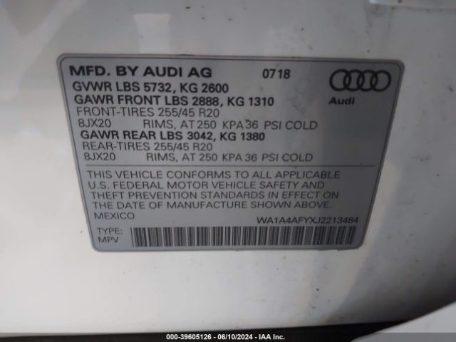 WA1A4AFYXJ2213484 Audi Sq5 3.0t Premium Plus