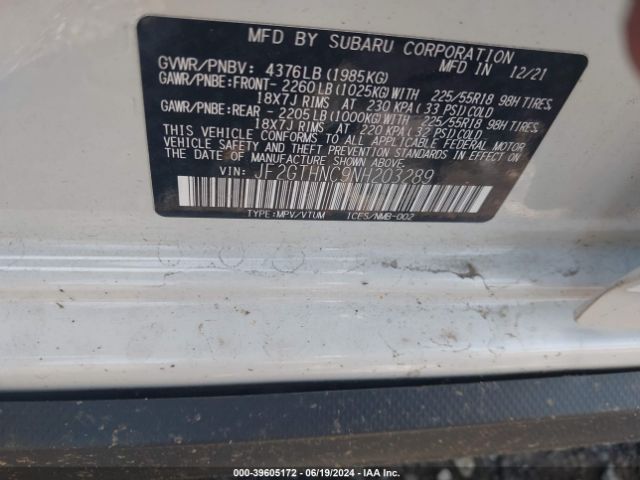 JF2GTHNC9NH203289 Subaru Crosstrek Limited