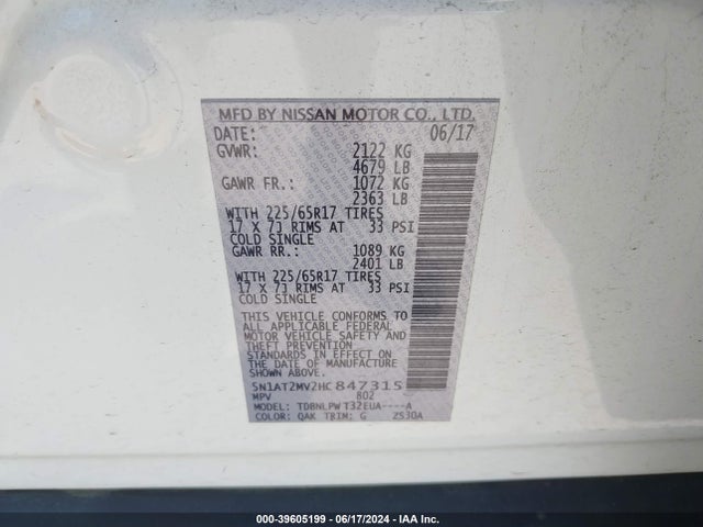 Nissan ROGUE S 2017 5N1AT2MV2HC847315 Image 9