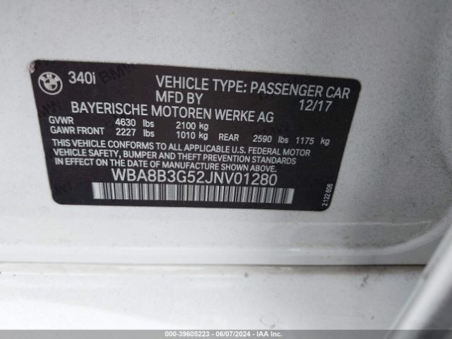 WBA8B3G52JNV01280 BMW 340i