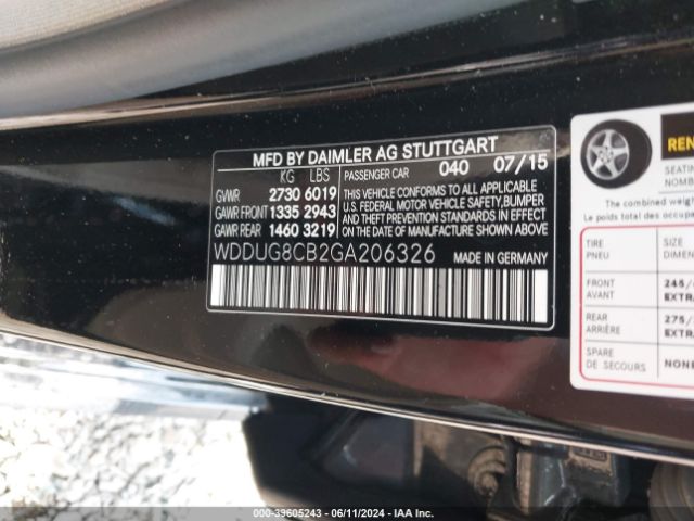 WDDUG8CB2GA206326 Mercedes-Benz S 550