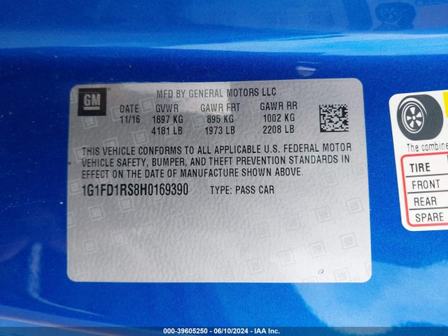 Chevrolet Camaro 2lt 2017 1G1FD1RS8H0169390 Image 9