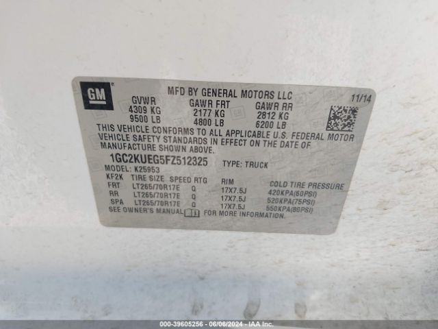 1GC2KUEG5FZ512325 Chevrolet Silverado 2500hd Wt