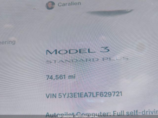 5YJ3E1EA7LF629721 Tesla Model 3 Standard Range Plus Rear-wheel Drive/standard Range Rear-wheel Drive