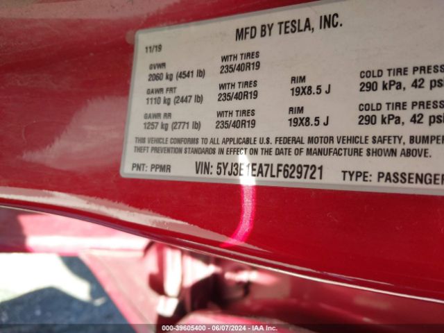 5YJ3E1EA7LF629721 Tesla Model 3 Standard Range Plus Rear-wheel Drive/standard Range Rear-wheel Drive