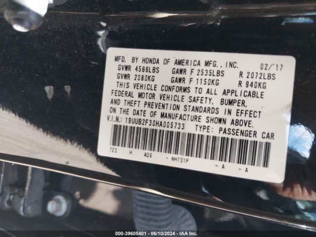 19UUB2F30HA005733 Acura Tlx V6