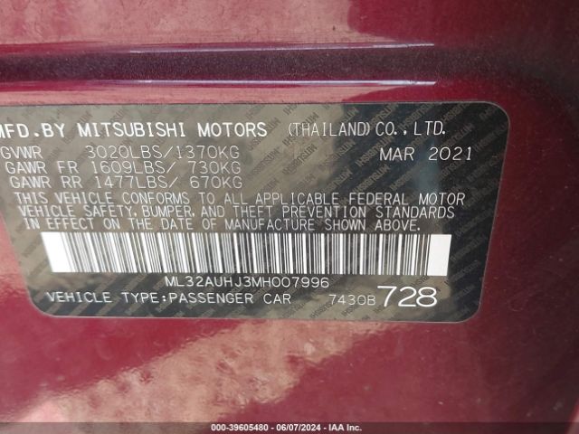 ML32AUHJ3MH007996 Mitsubishi Mirage Carbonite Edition/es/le