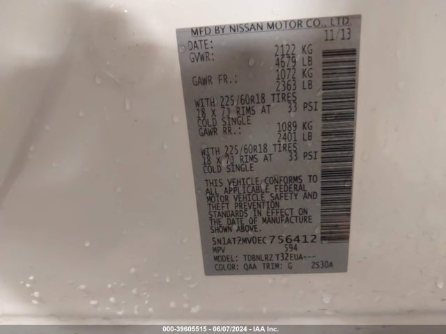 Nissan Rogue Sl 2014 5N1AT2MV0EC756412 Image 9