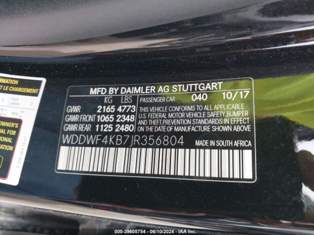 WDDWF4KB7JR356804 Mercedes-Benz C 300 4matic