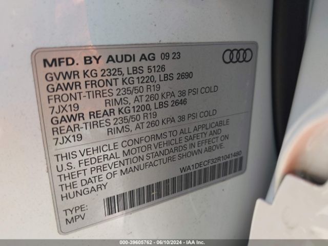 WA1DECF32R1041480 Audi Q3 Premium 45 Tfsi S Line Quattro Tiptronic
