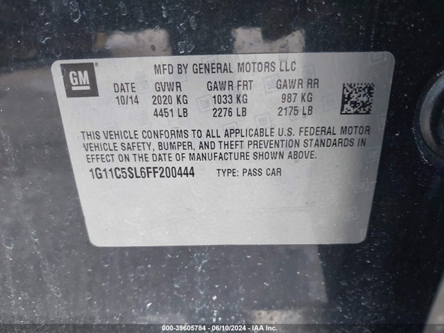Chevrolet MALIBU 1LT 2015 1G11C5SL6FF200444 Image 9