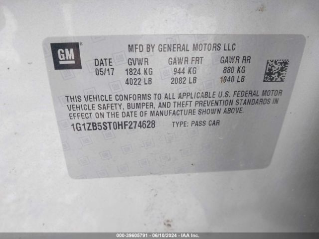 1G1ZB5ST0HF274628 Chevrolet MALIBU LS