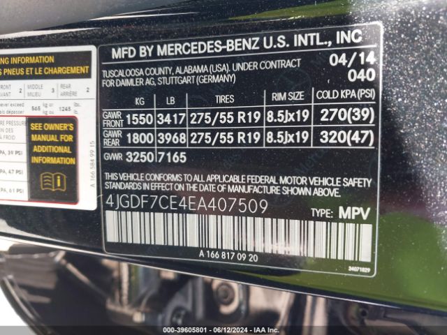 4JGDF7CE4EA407509 Mercedes-Benz Gl 450 4matic