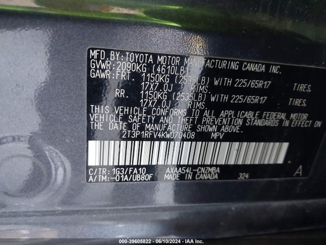 Toyota Rav4 Xle 2019 2T3P1RFV4KW070408 Image 9