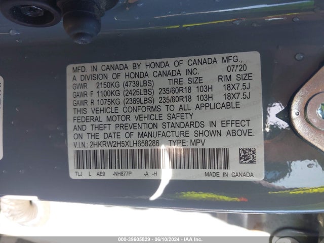 Honda Cr-v Awd Ex 2020 2HKRW2H5XLH658286 Image 9