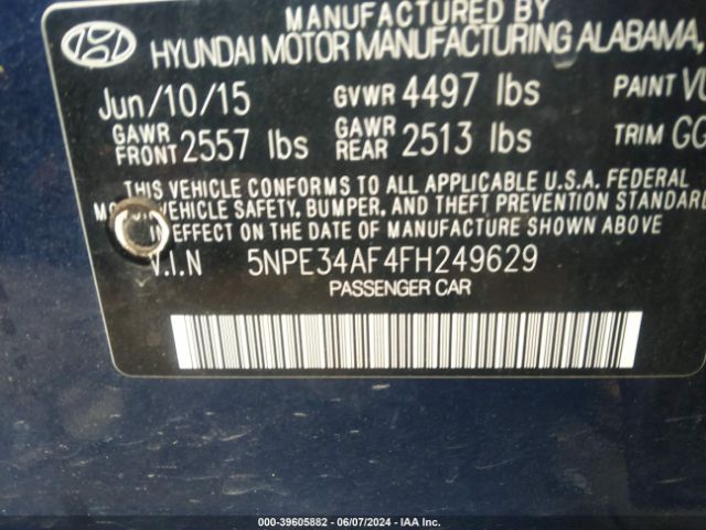 5NPE34AF4FH249629 Hyundai Sonata Limited