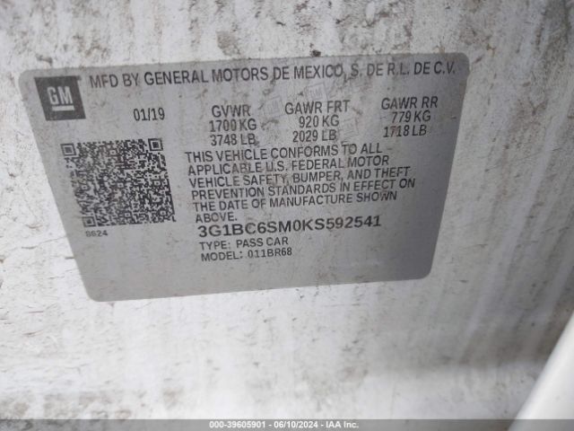 3G1BC6SM0KS592541 Chevrolet CRUZE LS