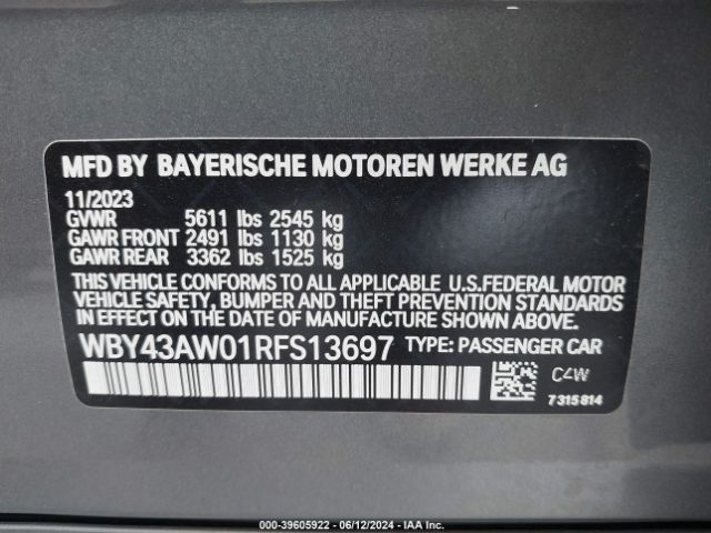 WBY43AW01RFS13697 BMW I4 Edrive35