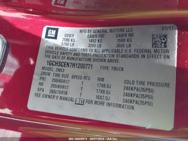 1GCHSCEN7H1200771 Chevrolet Colorado Lt