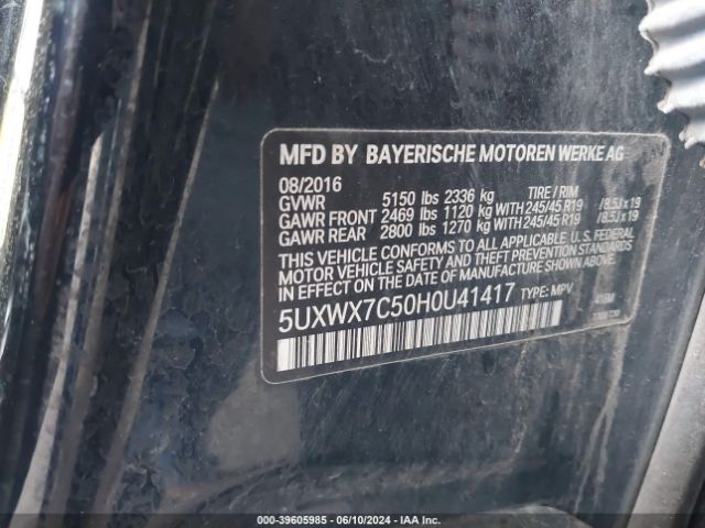 5UXWX7C50H0U41417 BMW X3 Xdrive35i