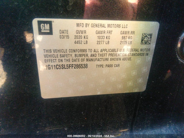 Chevrolet MALIBU 1LT 2015 1G11C5SL5FF286538 Image 9