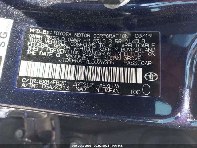 Toyota COROLLA LE 2020 JTDEPRAE7LJ026206 Image 9