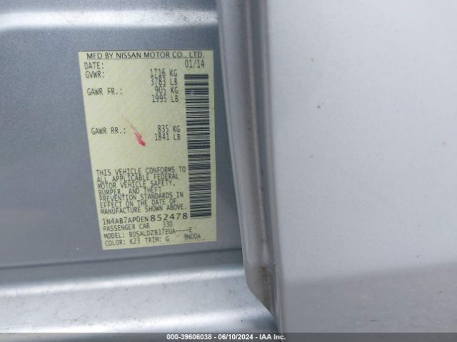 1N4AB7AP0EN852478 Nissan Sentra Fe+ S/fe+ Sv/s/sl/sr/sv