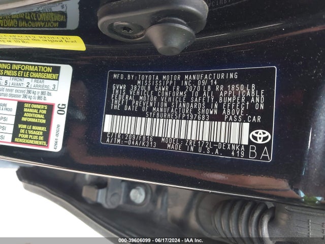 Toyota COROLLA LE 2015 5YFBURHE5FP197683 Image 12