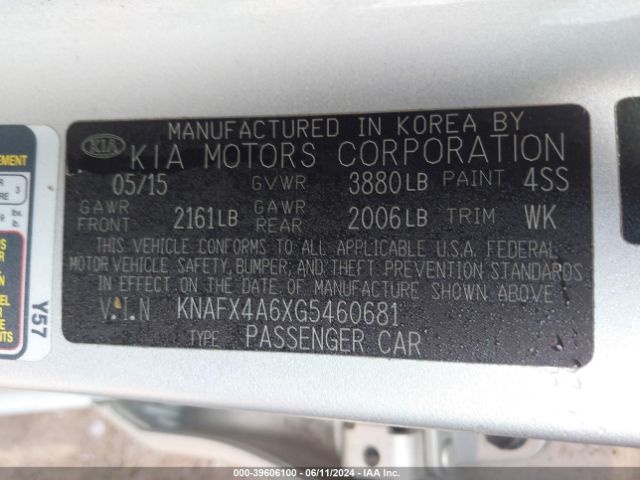 KNAFX4A6XG5460681 KIA FORTE LX