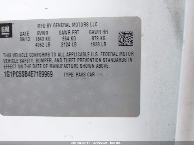 Chevrolet Cruze 1lt Auto 2014 1G1PC5SB4E7189969 Image 9