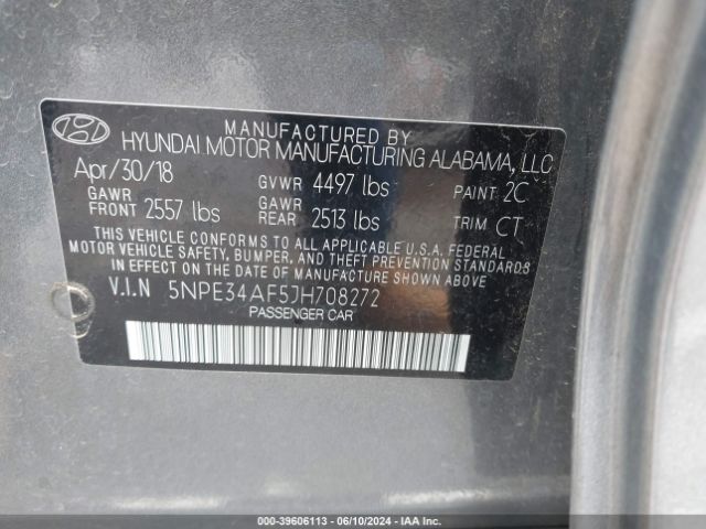 5NPE34AF5JH708272 Hyundai Sonata Sport+