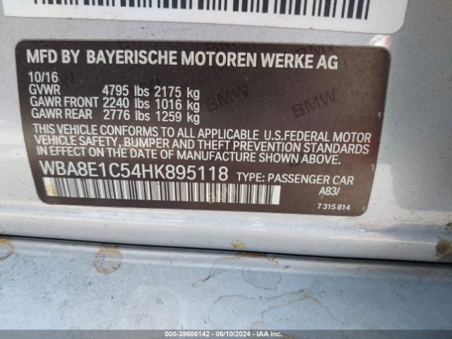WBA8E1C54HK895118 BMW 330e Iperformance