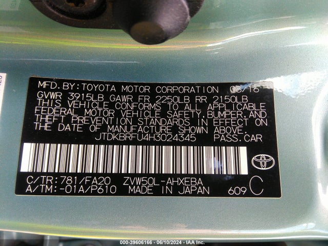 Toyota Prius Two 2017 JTDKBRFU4H3024345 Image 9