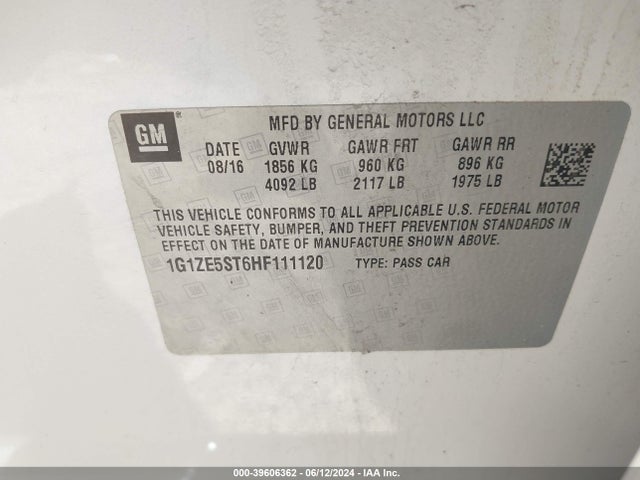 Chevrolet MALIBU 1LT 2017 1G1ZE5ST6HF111120 Image 9