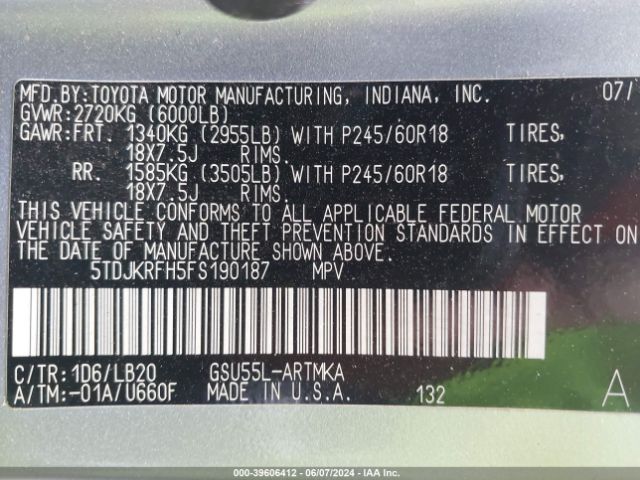 2015 TOYOTA HIGHLANDER 5TDJKRFH5FS190187 Photo 8