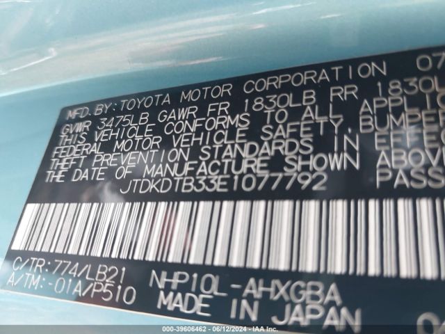 JTDKDTB33E1077792 Toyota Prius C Four