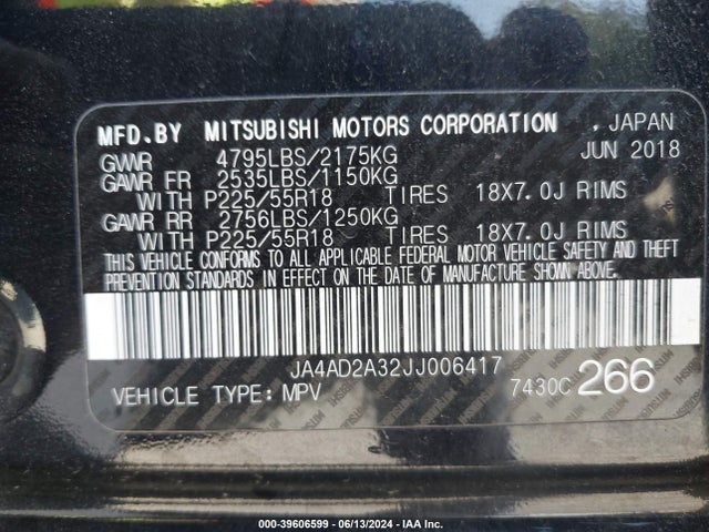 JA4AD2A32JJ006417 Mitsubishi Outlander Es